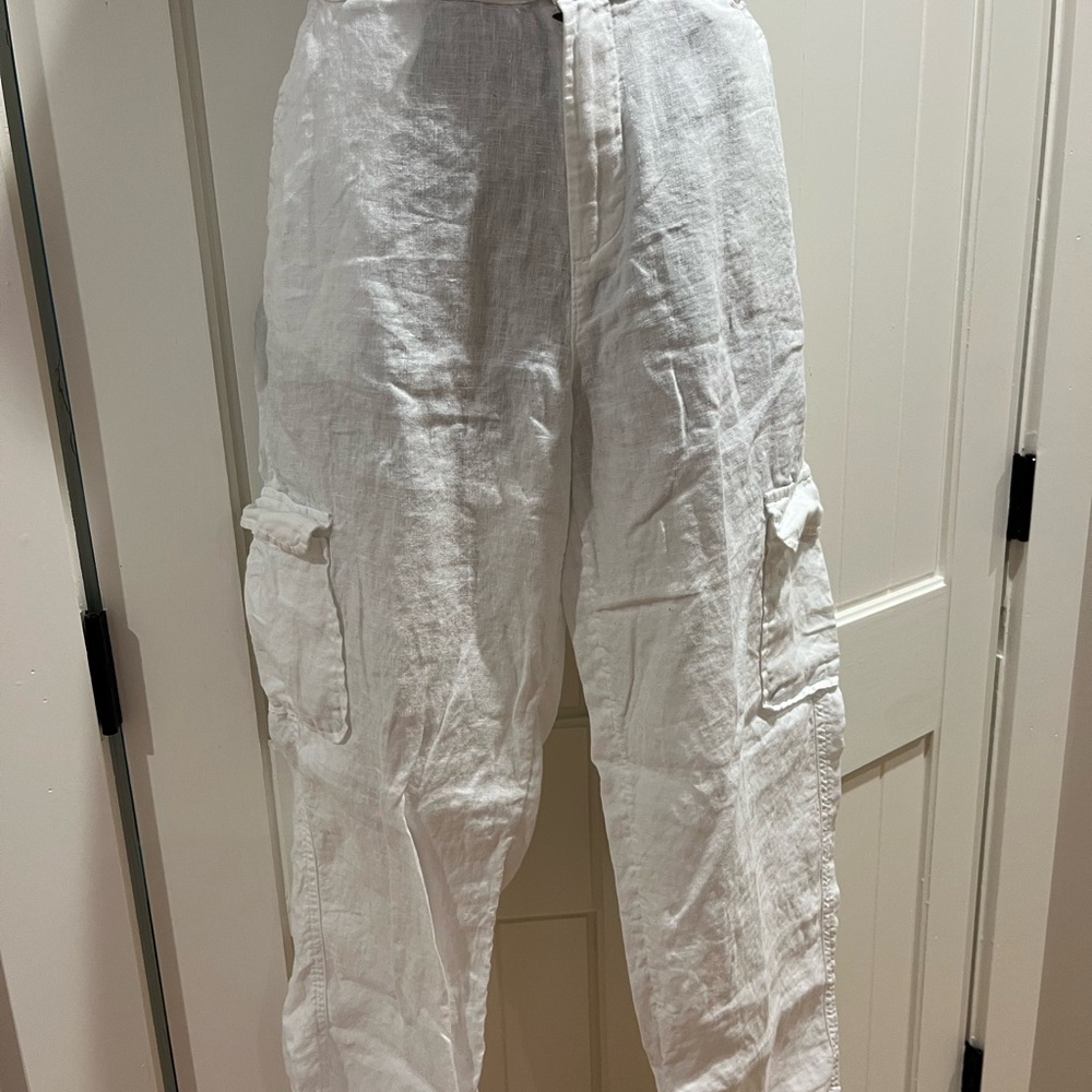 Linen White Cargo Pants